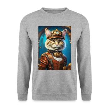 Steampunk Cat 1.16 - Unisex Sweatshirt - salt & pepper - Front - Alina (178cm) & Michal (187cm)