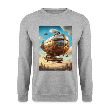Steampunk Airship 1.7 - Unisex Sweatshirt - salt & pepper - Front - Alina (178cm) & Michal (187cm)