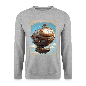 Steampunk Airship 1.6 - Unisex Sweatshirt - salt & pepper - Front - Alina (178cm) & Michal (187cm)