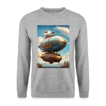 Steampunk Airship 1.10 - Unisex Sweatshirt - salt & pepper - Front - Alina (178cm) & Michal (187cm)