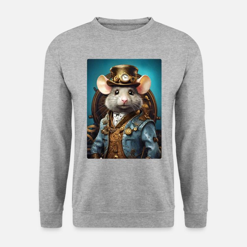 Steampunk Ratte 1.4 - Unisex Pullover - Weißgrau meliert