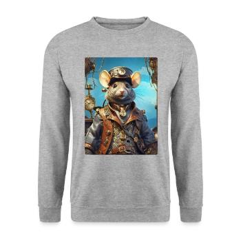 Rat Steampunk 1.3 - Sweat-shirt Unisexe - gris chiné - Devant - Alina (178cm) & Michal (187cm)