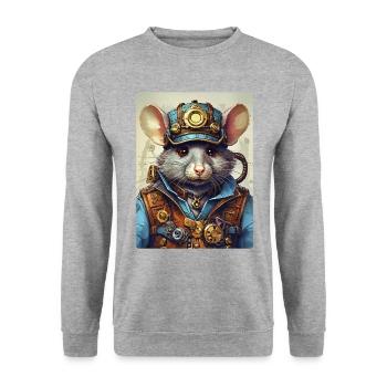 Rat steampunk 1.11 - Sweat-shirt Unisexe - gris chiné - Devant - Alina (178cm) & Michal (187cm)