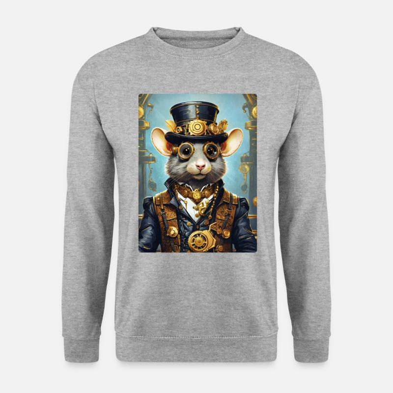 Steampunk Ratte 1.6 - Unisex Pullover - Weißgrau meliert