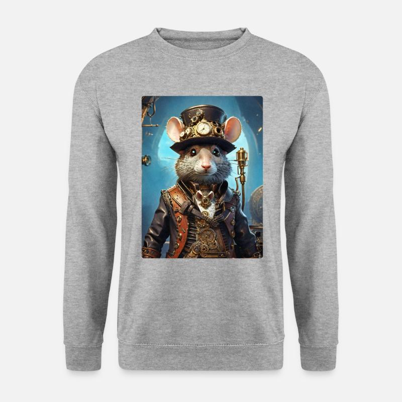 Steampunk Ratte 1.12 - Unisex Pullover - Weißgrau meliert