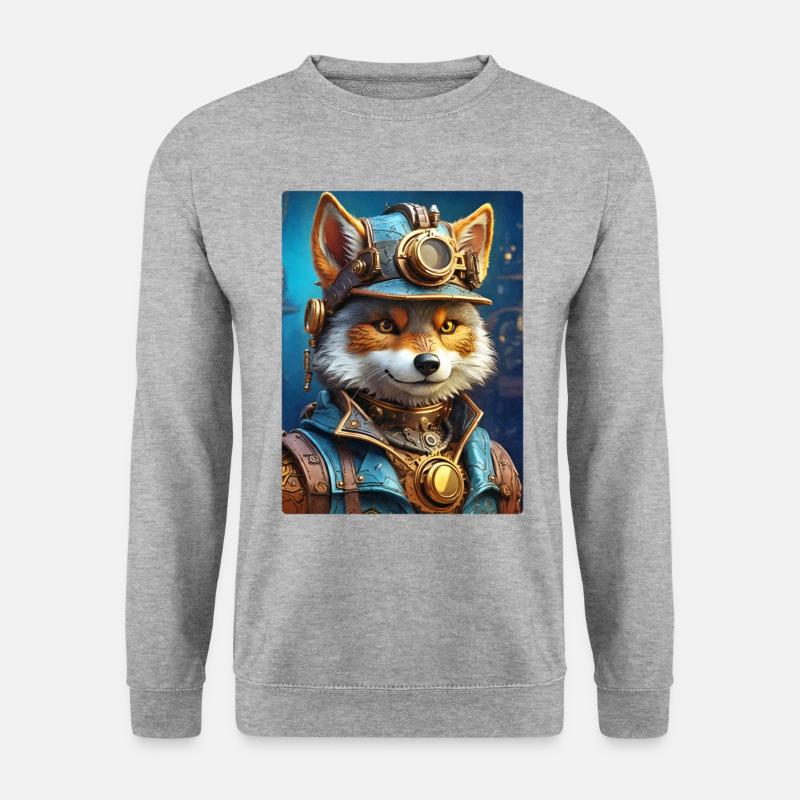 Steampunk Wolf 1.3 - Unisex Pullover - Weißgrau meliert