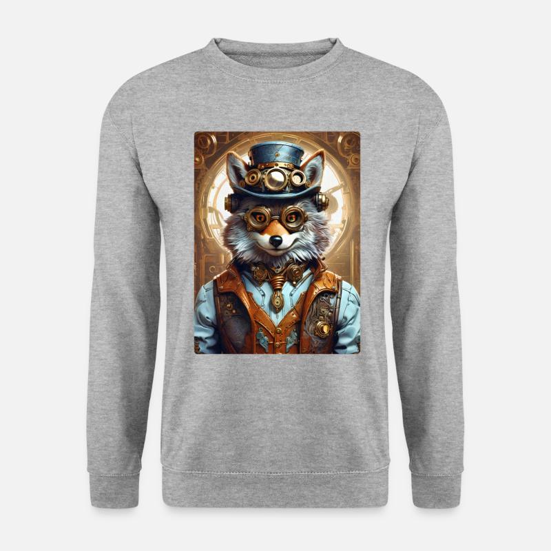 Steampunk Wolf 1.5 - Unisex Pullover - Weißgrau meliert