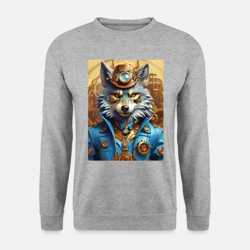 Steampunk Wolf 1.8 - Unisex Pullover - Weißgrau meliert
