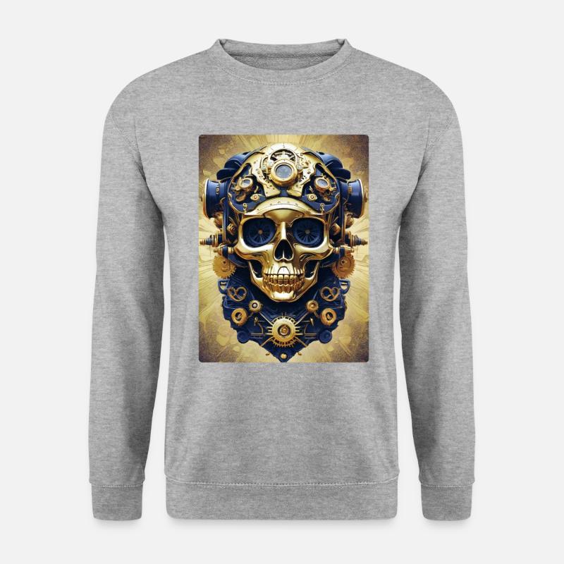 Steampunk Skull 1.8 - Unisex Pullover - Weißgrau meliert