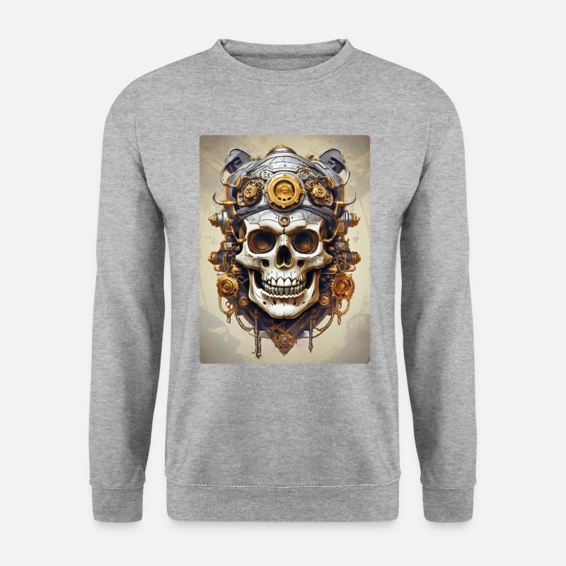 Steampunk Skull 1.9 - Unisex Pullover - Weißgrau meliert