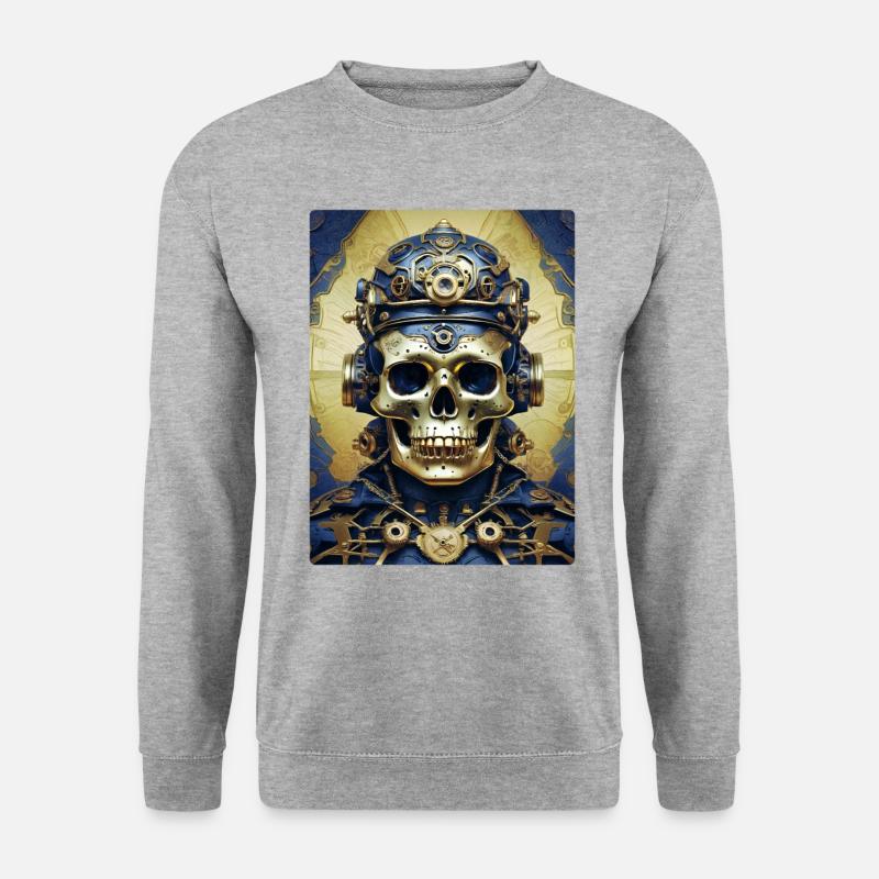 Steampunk Skull 1.3 - Unisex Pullover - Weißgrau meliert