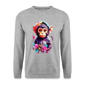 Singe Singe V1 24 16 - Sweat-shirt Unisexe - gris chiné - Devant - Alina (178cm) & Michal (187cm)