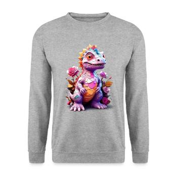 Dino Dinosaure V1 24 04 - Sweat-shirt Unisexe - gris chiné - Devant - Alina (178cm) & Michal (187cm)