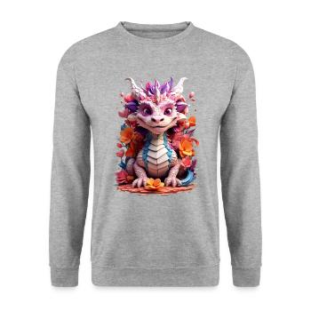 Dragon Dragon V1 24 12 - Unisex Sweatshirt - salt & pepper - Front - Alina (178cm) & Michal (187cm)