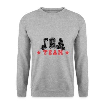 Jga Junggesellenabschied Team - Unisex Pullover - Weißgrau meliert - Vorne - Alina (178cm) & Michal (187cm)