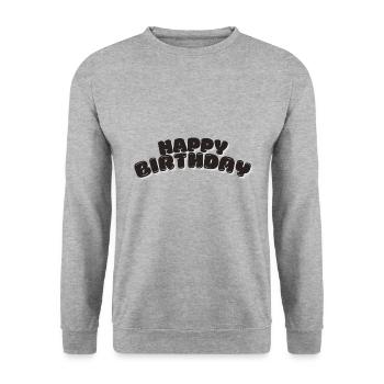 Happy Birthday - Unisex Pullover - Weißgrau meliert - Vorne - Alina (178cm) & Michal (187cm)