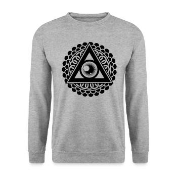 Illuminati Eye - Unisex Sweatshirt - salt & pepper - Front - Alina (178cm) & Michal (187cm)