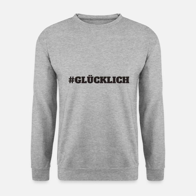 Glücklich Glück Liebe - Unisex Pullover - Weißgrau meliert