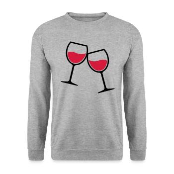 Zwei Weingläser anstoßen - Unisex Pullover - Weißgrau meliert - Vorne - Alina (178cm) & Michal (187cm)