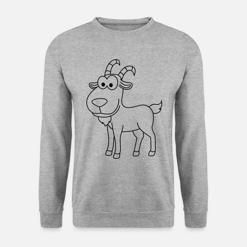 Bergziege Comic Tier - Unisex Pullover - Weißgrau meliert