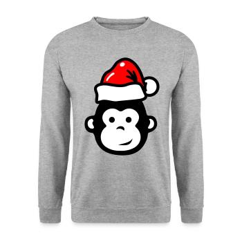 Monkey Christmas Xmas Comic - Unisex Sweatshirt - salt & pepper - Front - Alina (178cm) & Michal (187cm)