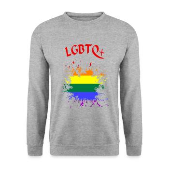 LGBTQ - Unisex Pullover - Weißgrau meliert - Vorne - Alina (178cm) & Michal (187cm)
