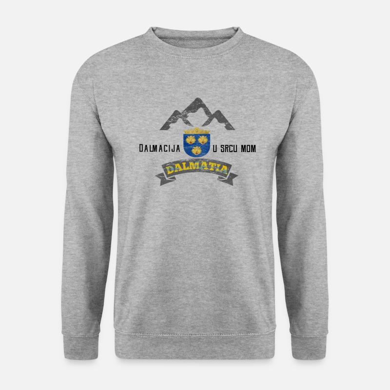 Dalmacija u Srcu mom - Unisex Pullover - Weißgrau meliert