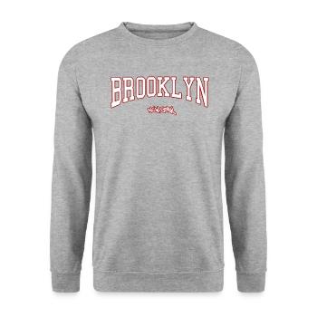 Brooklyn - New York - Unisex Pullover - Weißgrau meliert - Vorne - Alina (178cm) & Michal (187cm)