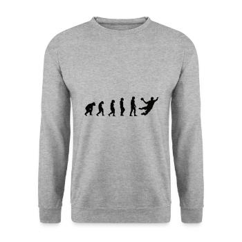 Handball Team Handballer Evolution Handballspieler - Unisex Pullover - Weißgrau meliert - Vorne - Alina (178cm) & Michal (187cm)