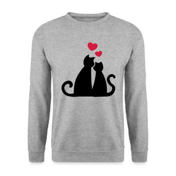 Cat love Cat love Cats in love gift idea - Unisex Sweatshirt - salt & pepper - Front - Alina (178cm) & Michal (187cm)
