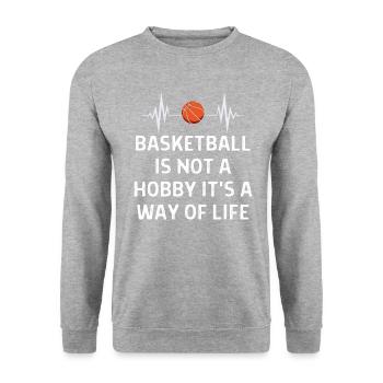 Basketball Spieler Basketballer Sprüche Geschenk - Unisex Pullover - Weißgrau meliert - Vorne - Alina (178cm) & Michal (187cm)