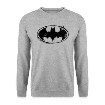 Batman Logo black retro - Unisex Sweatshirt - salt & pepper - Front - Alina (178cm) & Michal (187cm)