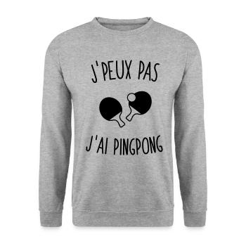 J'peux pas j'ai pinpong 1c - Sweat-shirt Unisexe - gris chiné - Devant - Alina (178cm) & Michal (187cm)