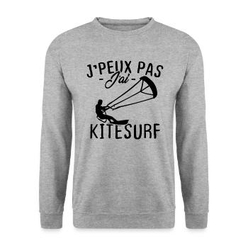 J'peux pas j'ai Kitesurf - Sweat-shirt Unisexe - gris chiné - Devant - Alina (178cm) & Michal (187cm)