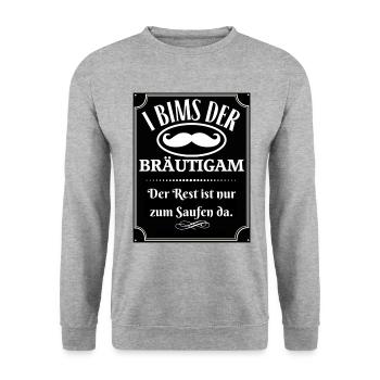 I BIMS DER BRÄUTIGAM - DER REST IST ZUM SAUFEN DA - Unisex Pullover - Weißgrau meliert - Vorne - Alina (178cm) & Michal (187cm)