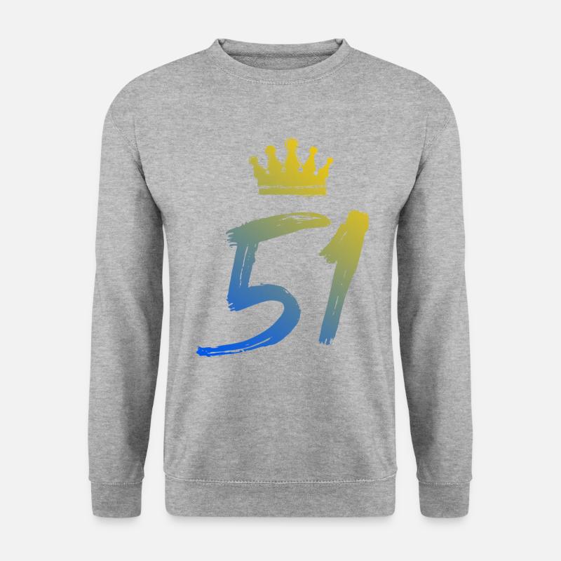 51 Zahl Krone - Unisex Pullover - Weißgrau meliert