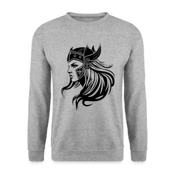 Viking Woman Warrior Viking - Unisex Sweatshirt - salt & pepper - Front - Alina (178cm) & Michal (187cm)