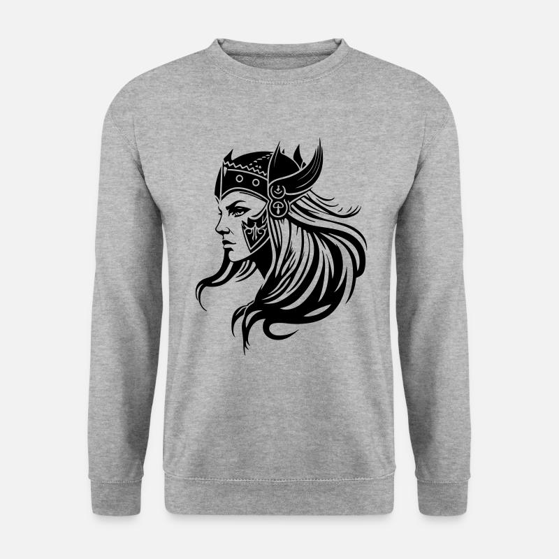 Wikinger Frau Kriegerin Viking - Unisex Pullover - Weißgrau meliert