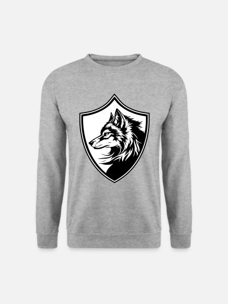 Wolf Wappen Silhouette - Unisex Pullover - Weißgrau meliert