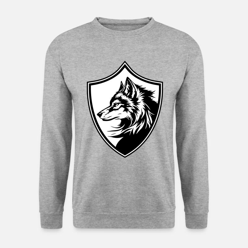 Wolf Wappen Silhouette - Unisex Pullover - Weißgrau meliert