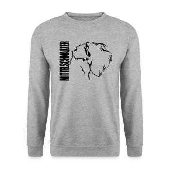Mittelschnauzer Profil Hunde Hund Wilsigns - Unisex Pullover - Weißgrau meliert - Vorne - Alina (178cm) & Michal (187cm)