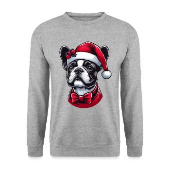 Cute Frenchie Puppy The Santa Claus - Unisex Sweatshirt - salt & pepper - Front - Alina (178cm) & Michal (187cm)