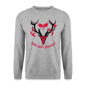 Cerf avec la proie - Je veux du plaisir! 2c - Sweat-shirt Unisexe - gris chiné - Devant - Alina (178cm) & Michal (187cm)