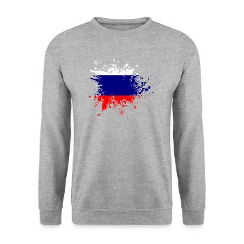 Russia Flag Splash of Color Russian Flag - Unisex Sweatshirt - salt & pepper - Front - Alina (178cm) & Michal (187cm)