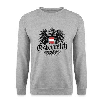 ÖSTERREICH WAPPEN ADLER AUSTRIA FLAGGE GESCHENK - Unisex Pullover - Weißgrau meliert - Vorne - Alina (178cm) & Michal (187cm)