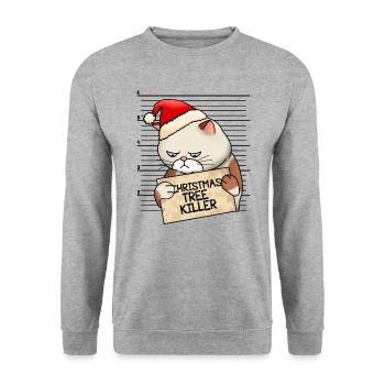 Christmas funny cat Christmas tree cat ugly - Unisex Sweatshirt - salt & pepper - Front - Alina (178cm) & Michal (187cm)