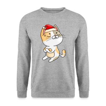 Christmas Funny Cat Christmas Tree Cat - Unisex Sweatshirt - salt & pepper - Front - Alina (178cm) & Michal (187cm)
