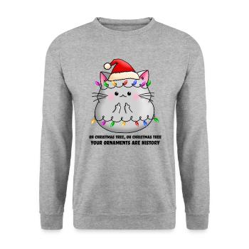 Christmas funny cat Christmas tree cat ugly - Unisex Sweatshirt - salt & pepper - Front - Alina (178cm) & Michal (187cm)