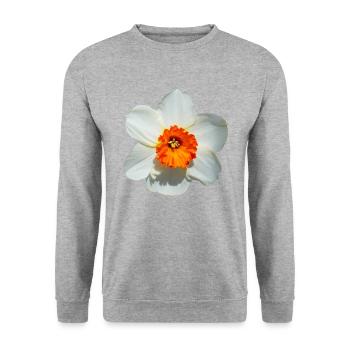 The daffodil comes from the Mediterranean - Unisex Sweatshirt - salt & pepper - Front - Alina (178cm) & Michal (187cm)