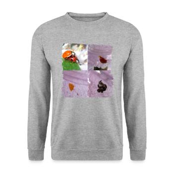 Zwei Marienkäfer bei der Familienplanung - Unisex Pullover - Weißgrau meliert - Vorne - Alina (178cm) & Michal (187cm)